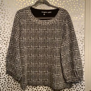 Karl Lagerfeld Paris Black/Ivory Woven Bling Blouse (L)